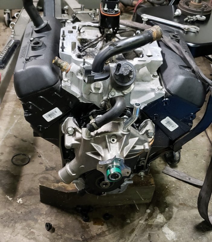 Engine rebuild in progress on the bench