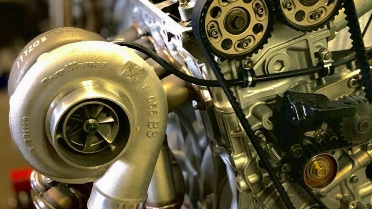 Turbocharger fitted to a performance engine at Jose's auto repair